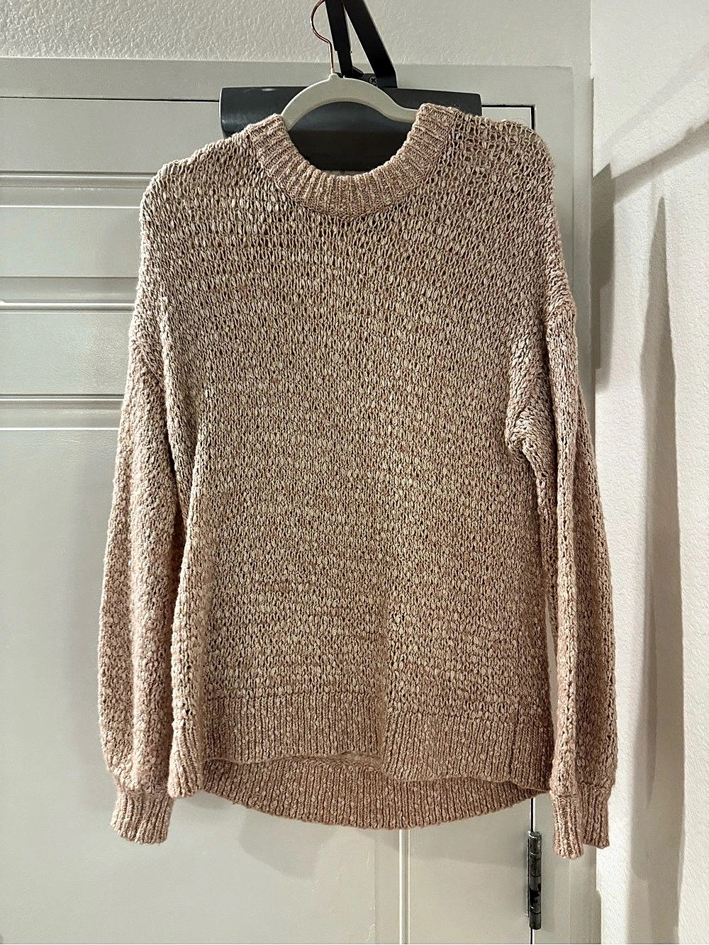 Madewell Textured-Stitch Crewneck Sweater Pink Small